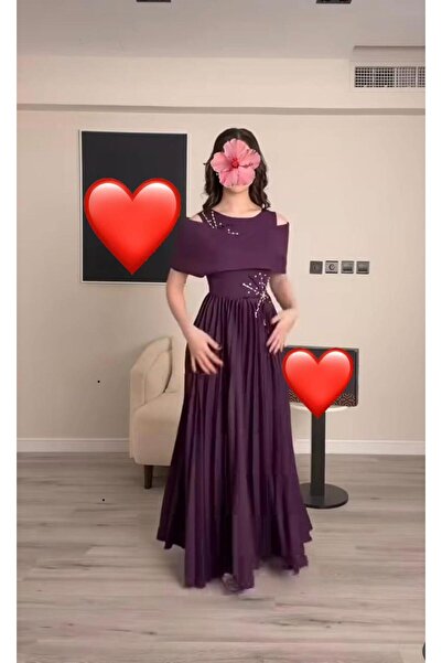 ELHAM FASHION Princess Burgundy Evening Dress