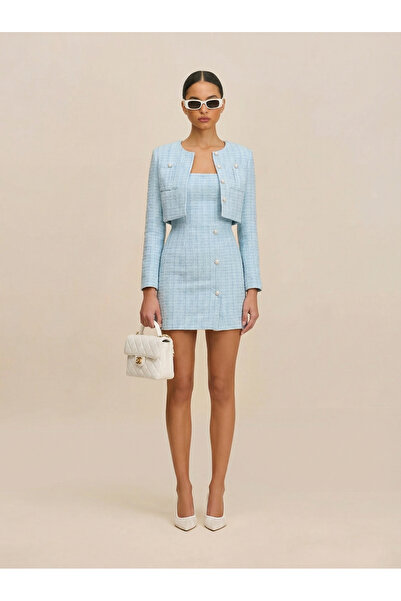 ATAF Graceful Tweed - Cropped Jacket Blue L