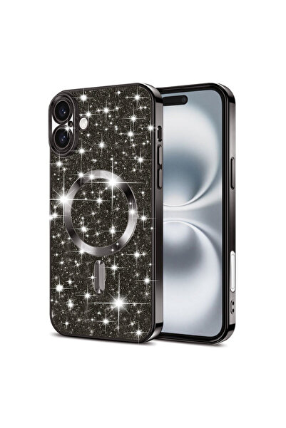 Techsuit Carcasă premium MagSafe cu sclipici de lux pentru iPhone 16, neagră