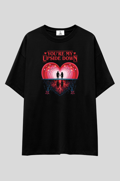 UmbraWear Stranger Things Sevgililer Günü Özel Oversize T-shirt | Unisex %100...