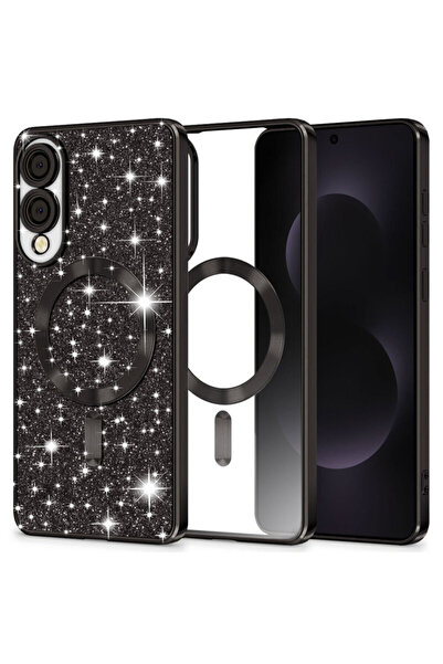 Techsuit Πολυτελής θήκη Samsung Galaxy S25 Edge Luxury Glitter MagSafe, μαύρη