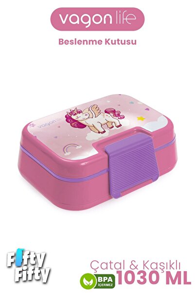 EyER Shoping 1030 ml Single Layer 4 Compartment Children's Lunch Box with For...