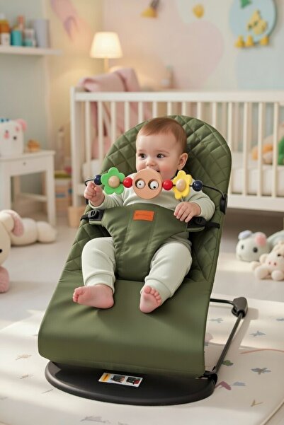 PURE & GLOW HOME Premium Cotton Üç Kademeli Sallanan Ana Kucağı Haki