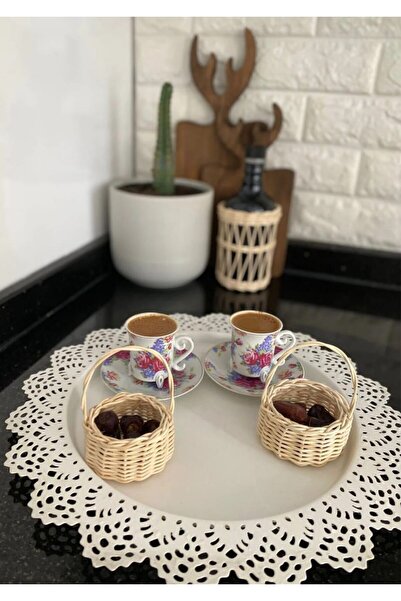 Nedabella Rattan sunumluk kahve yanı sunumluk dekoratif ev dekorasyon mutfak