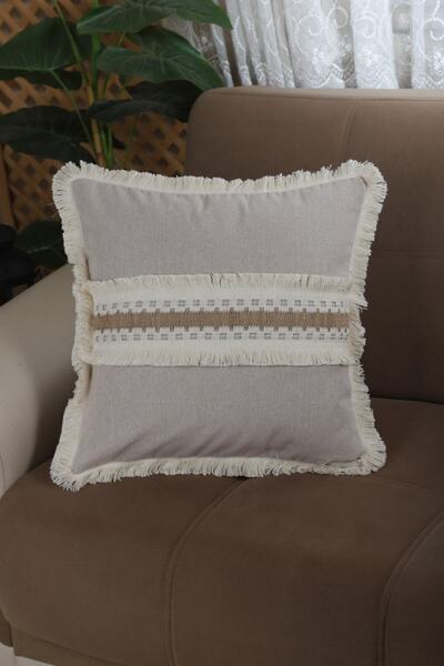 Onerose Home غطاء وسادة من الكتان البيج السميك من الدانتيل مقاس 43 × 43