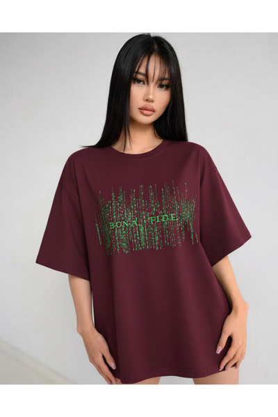 Mayer Butik Unisex Men/Women Bona Fide Printed Oversize Cotton Crew Neck T-Shirt