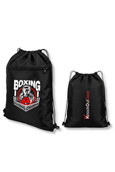gampfa Boxing Ringa Drawstring Zipper Backpack with 2 Compartments Durable an...