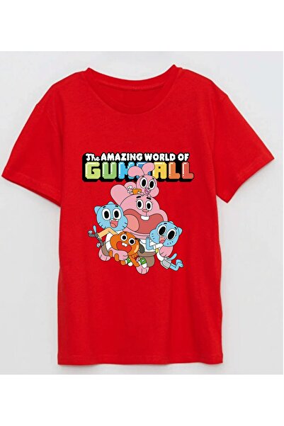 Efendioğlu Design Short-Sleeved Gumball the Amazing World of Printed Cotton C...