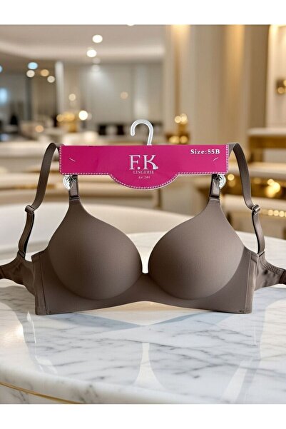 F.K Lazer Kesim Desteksiz Balensiz Kahverengi Sütyen