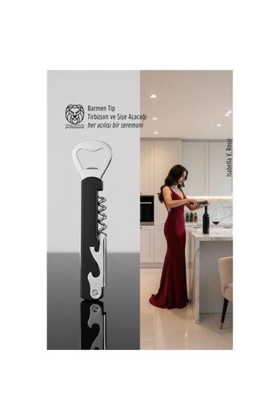 ModaCar Barmen Tip Çelik Profesyonel Tirbüşon ve Şişe Açacağı Kombine Set