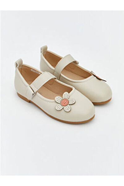 LC Waikiki Beige Floral Detailed Baby Girl Ballerinas