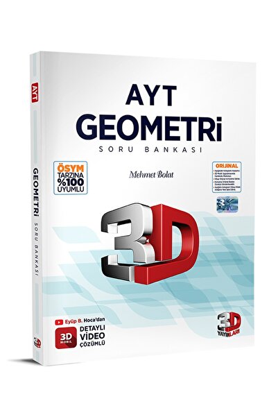 3D Yayınları 2026-2027 Müfredat AYT Geometri Soru Bankası %100 ÖSYM Tarzı Det...