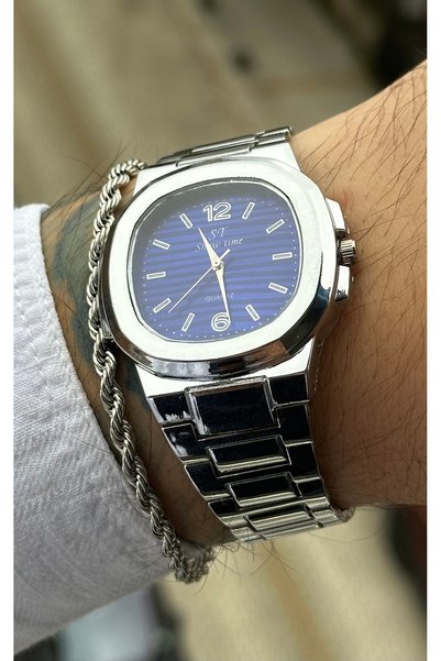 Show Time Stainless Steel Men's Wristwatch (with Bracelet as a Gift)