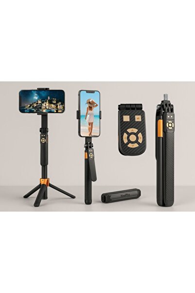 Saatistan İPhone 15 Pro Max uyumlu ayarlanabilir selfie ve kamera tripodu