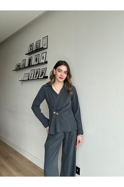 AÈC PRIVÈ Aec Prive Women's Gold Buttoned Special Design Luxury Blouse Trouse...