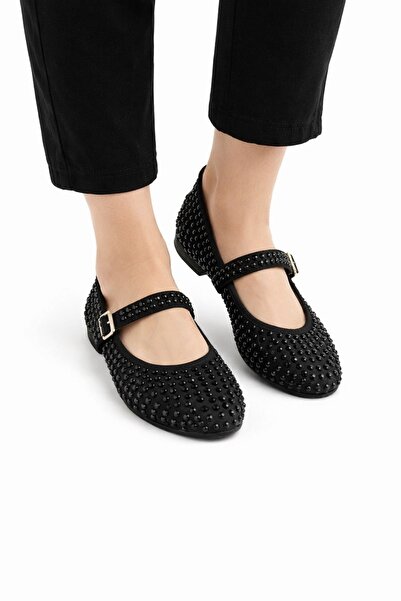 calivro Kadın Baretli Şık Taşlı Babet Ayakkabı