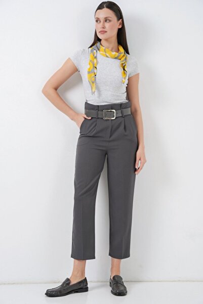 COjans 6556 Belted Fabric Trousers - Anthracite