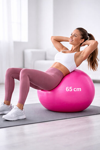ME&RA SPORT كرة بيلاتس وردية مقاس 65 سم (بدون مضخة)