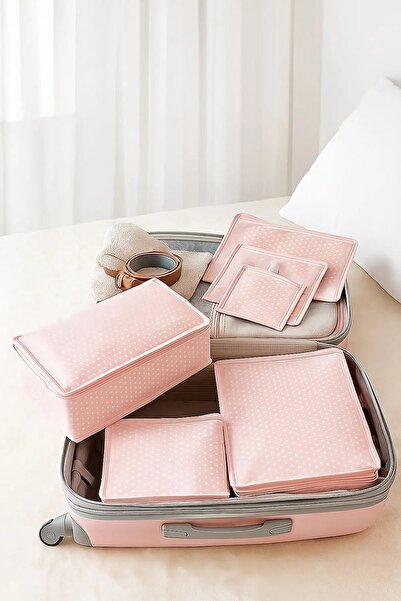 ROYALHOUSE 6-Piece Suitcase Organizer Set Without Mesh Gray Spotted