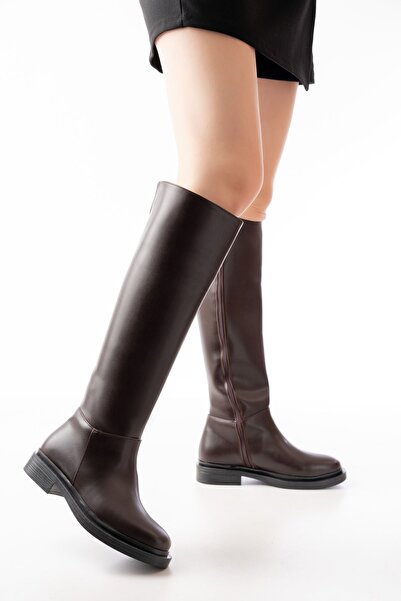 Zerenyus Exi̇n-2024-3007 Premium Brown Zippered Daily Women's Boots
