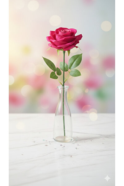 Şirin Tek Dal Yapay Gül - Dekoratif Hediyelik Çiçek