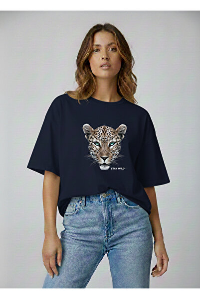 Mayer Butik Unisex muška/ženska majica sa leopard printom, velika pamučna maj...