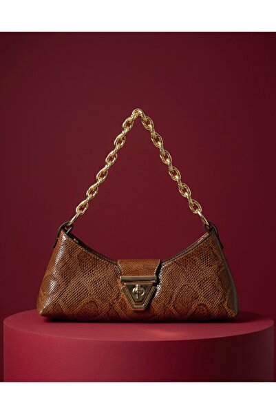 Bleebe Yılan Derisi Desen Zincirli Kadın El Çantası