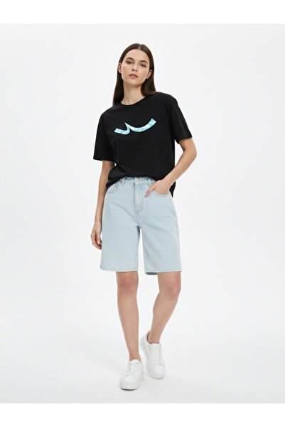 Ltb Μπλουζάκι με κοντό μανίκι και στάμπα με γράμματα "Bicycle" σε μαύρο χρώμα