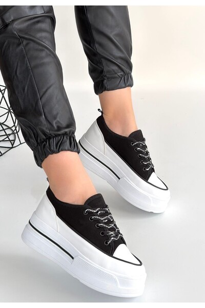FRESCO SCARFS Dalen Black Linen Lace-Up Sports Shoes