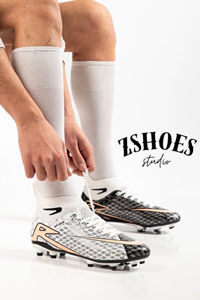 ZSHOES حذاء كرة قدم رجالي من Halı Saha ذو نعل مستورد، ذو هيكل مرن يلتصق بالقدم بشكل مريح، مع نصف جورب.