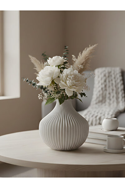END Design Fluted Decorative Vase – Modern Minimalist Home Accessory (Flowers...