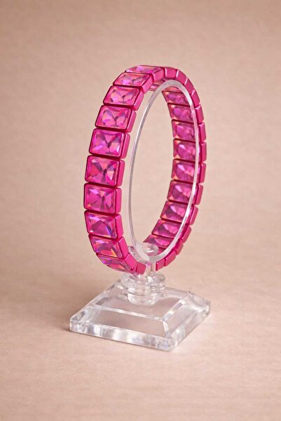 mdm style Pembe Kare Kesim Kristal Taşlı Kadın Bileklik