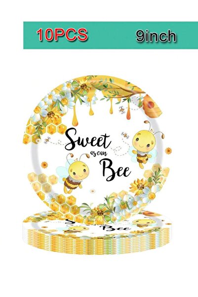 Choice 10pcs 9in plate Bee Party Tableware Yellow Honeycomb Children's Birthd...