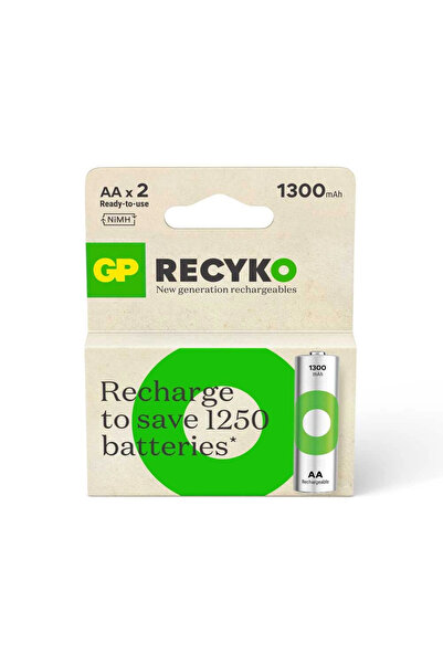 GP Recyko 1300 mAh 2'li Şarjlı AA Kalem Pil