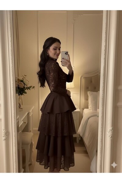 LAVİE FASHİON Brown evening dress