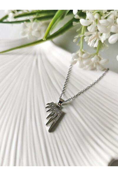 Halley Concept Zircon stone wing steel necklace