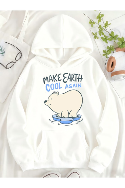 Rayan & Hoor Style Special Printed white Oversized hooded sweatshirt hoodie