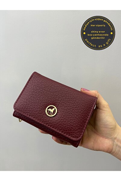 shiny ever Жіночий гаманець з текстурованої бордової шкіри з золотими деталями