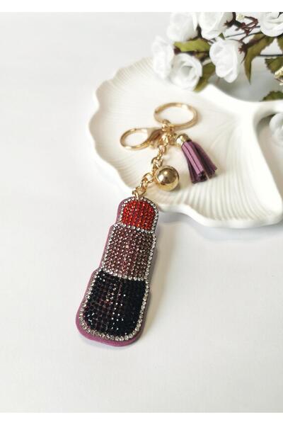 Halley Concept Rhinestone lipstick figurine keychain bag charm