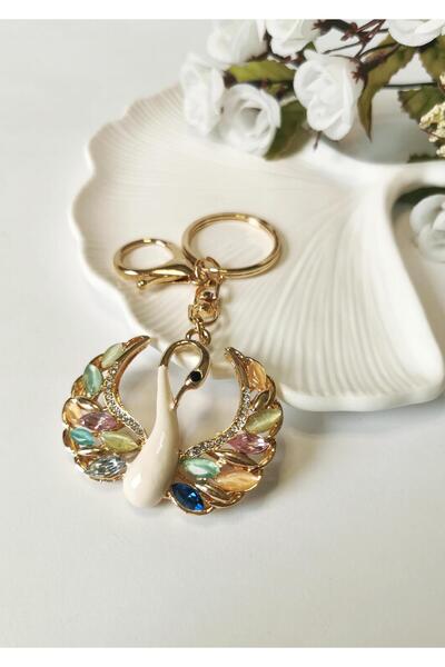 Halley Concept Stone detailed swan figured keychain bag accessory charm