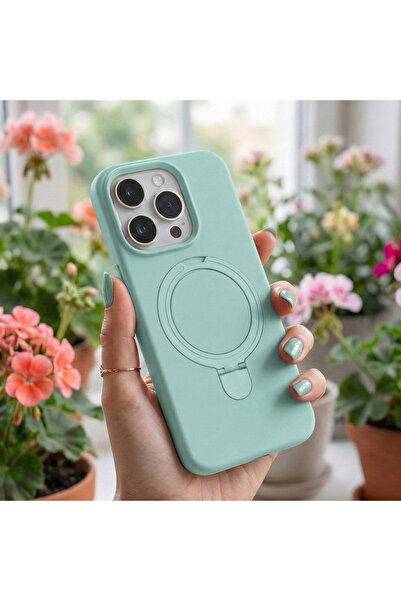 cepmoda حافظة سيليكون متوافقة مع هاتف آيفون 14 برو ماكس مع حامل حلقي - أخضر مائي