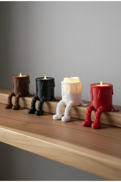 EAE DESİGN STUDİO Estetik Oturan Karakter Biblo- Pilli Led Mum Dahil