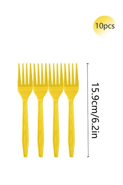 Choice6 10pcs Fork Yellow Theme Birthday Party Decorations Yellow Birthday Ta...