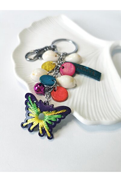 Halley Concept Turkey Written Purple Butterfly Figured Keychain Charm
