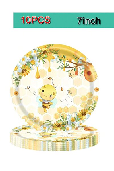 Choice 10pcs 7in plate Bee Party Tableware Yellow Honeycomb Children's Birthd...