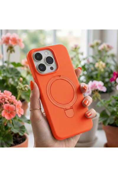 cepmoda حافظة سيليكون متوافقة مع آيفون 17 إير مع حامل حلقي - برتقالي