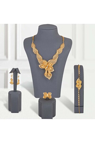 Generic طقم زهرة الامازون بديل الذهب