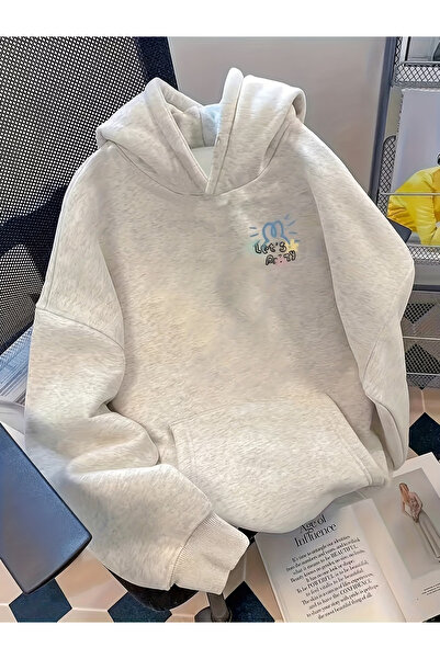 Rayan & Hoor Style Gray Printed Oversize Unisex Premium Black Hoodie