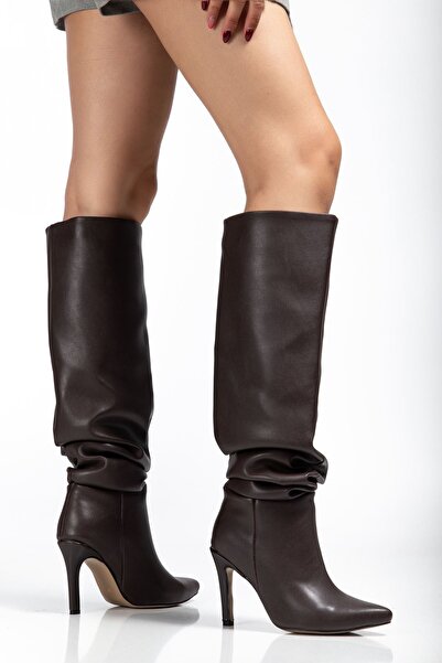 Zerenyus Exi̇n-Syt-2003 Premium Brown Bellows Thin Heeled Daily Women's Boots