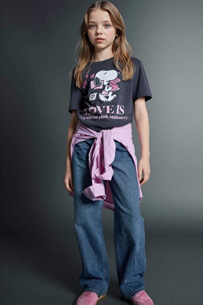 DeFacto Straight Wide Leg Jean Trousers for Girls G4654A826Sm